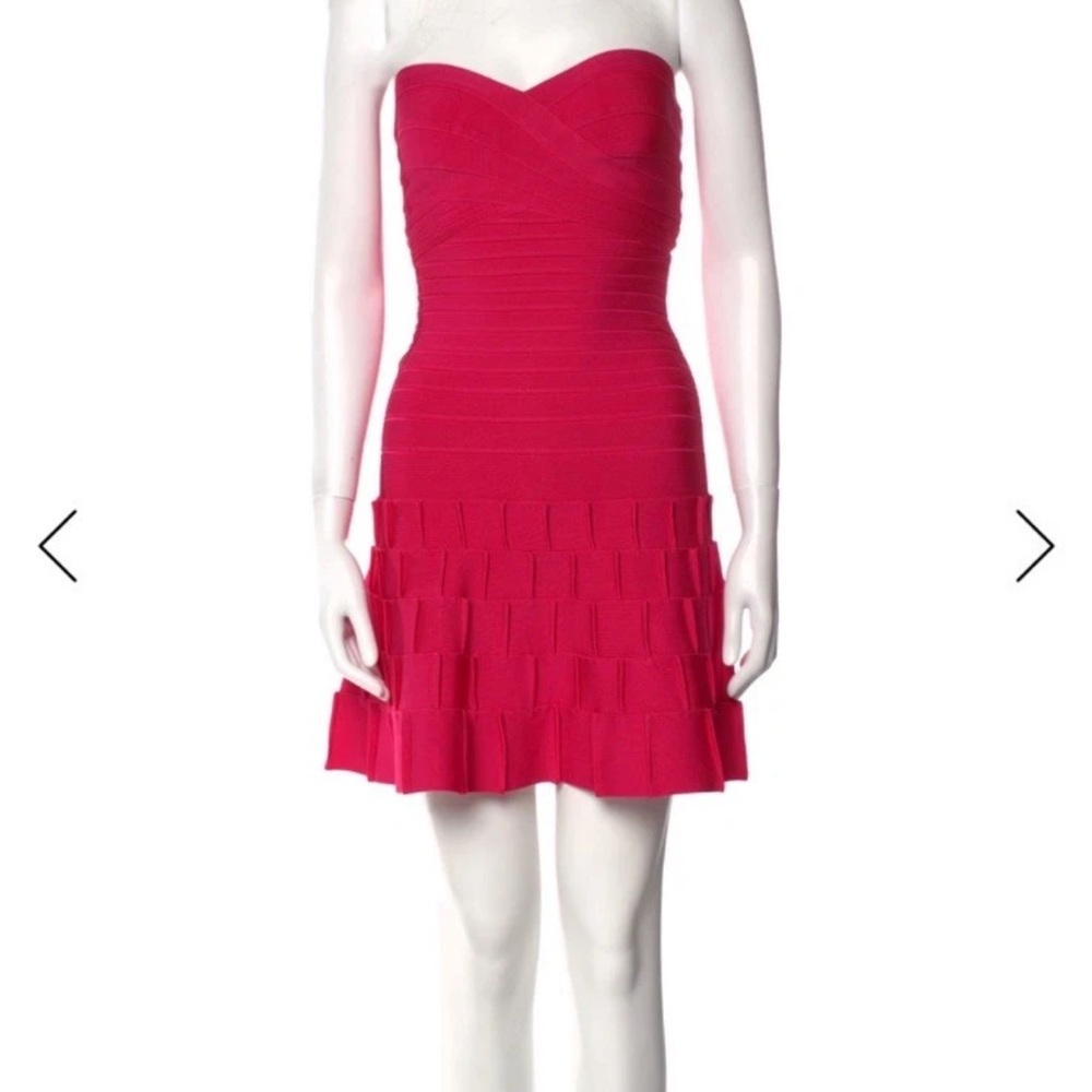 Herve Leger Vibrant Pink Strapless Dress